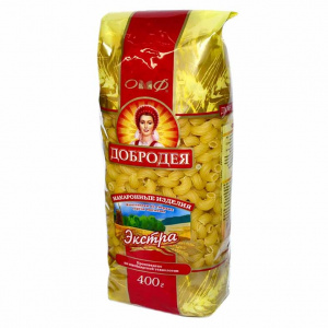 Макароны Добродея Завитоны, 400 гр/шт, 20 шт/кор
