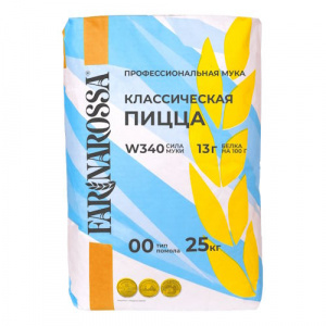 Мука "Farina Rossa" для Классической пиццы W 340 в/с (сод.белка 13г), 25 кг/меш